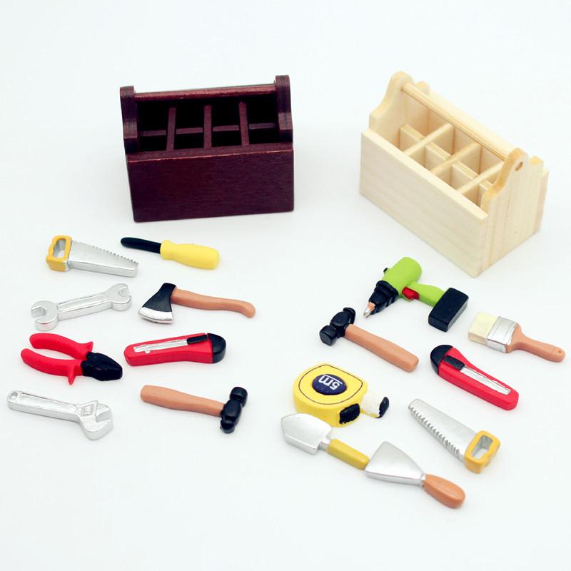 1Set 1:12 Dollhouse Miniature Toolbox Handmade Tools Sets Model Furniture Accessories For Doll House Decor Toys Decorative Props