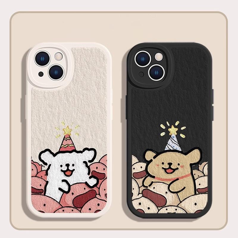 Coque de téléphone pour amoureux Couples Convient pour iPhone 11 12 13 14 15 16 Pro Max XR X XS Mini 8 7 Plus SE 2020 Coque Transparente Chien Mignon Dessin Animé