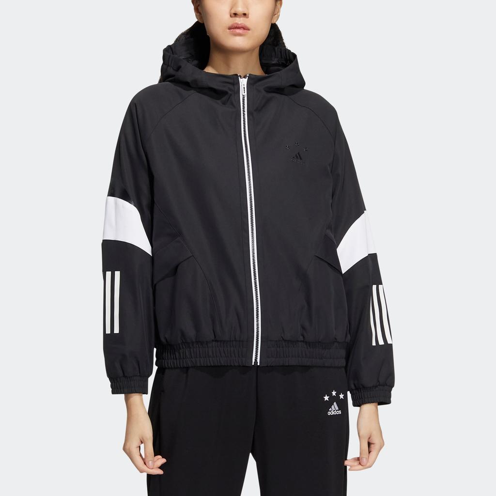 adidas Fokus Vevd Jakke Med Brodert Logo Og Striper Dame Yttertøy Svart HY2811