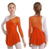 Girls' Ice Skating Leotard Dress Kids Long Sleeve Shiny Rhinestone Ballet Gymnastics Dance Clothes