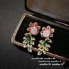 Years Beauty Haze Pink Gem Flower Earrings Vintage Plated 18K Gold, Iris Purple Eyelashes Zircon Earrings