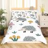 Cartoon Hedgehog Duvet Cover Queen Watercolor Tie-dye Boho Bedding Set,Wild Animals Flowers Comforter Cover Floral Quilt Cover