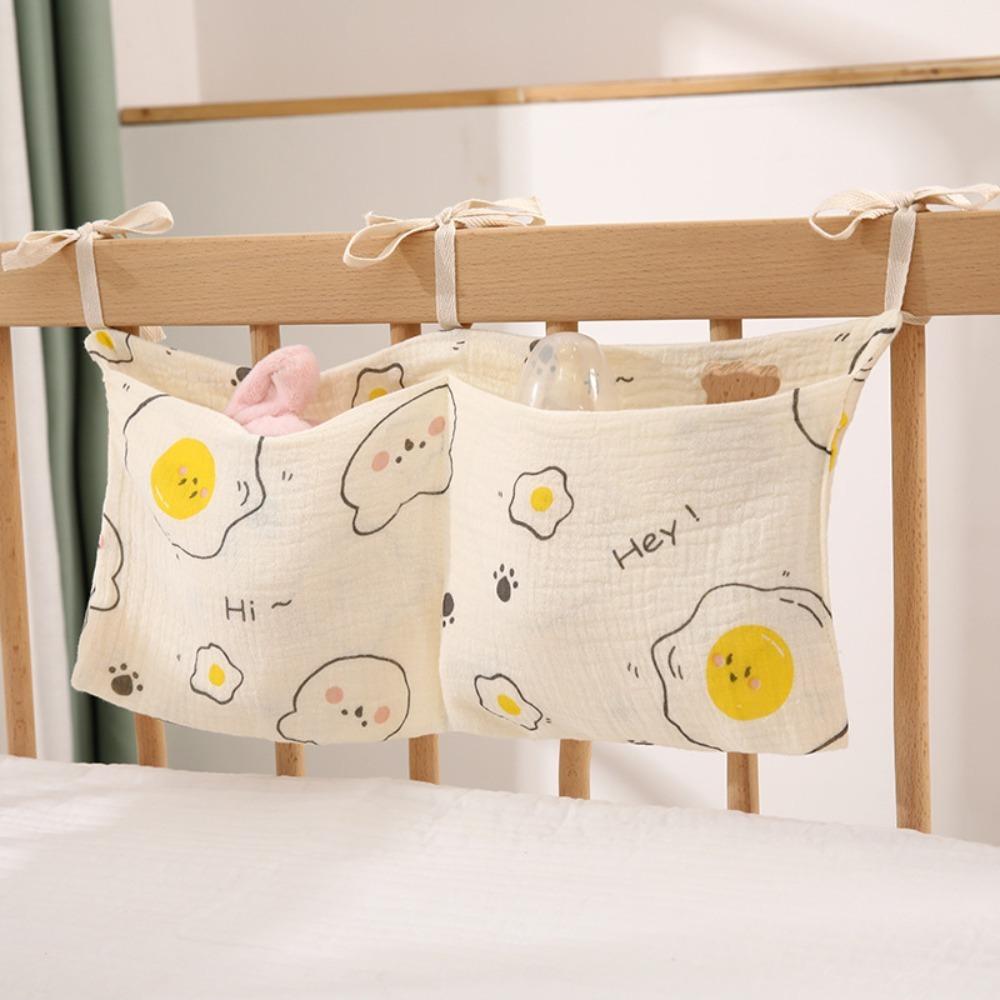 Portable Crib Hanging Storage Bag 2 Pockets Baby Bedside Bag New Diaper Storage Bag  Stroller Use