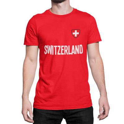 ZWITSERLAND 2024 Design T-shirt Voetbal Landsnaam Wereldwijde verzending
