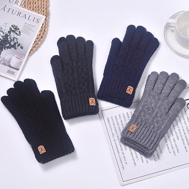 1Pair Warm Gloves Autumn Winter Gloves For Men Cold-Proof Warm Gloves Cycling Full Finger Touch Screen Gloves Gifts