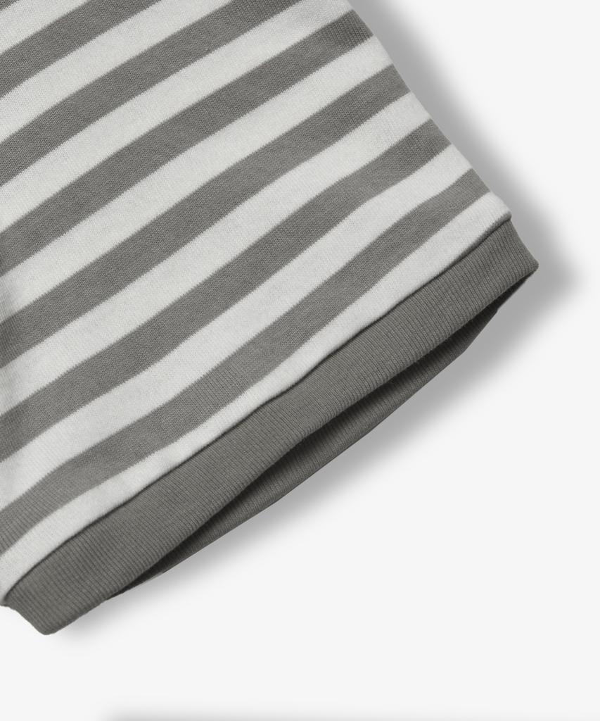 Yujen Antique Small Logo Stripe Ringer T-Shirt_Gray & White