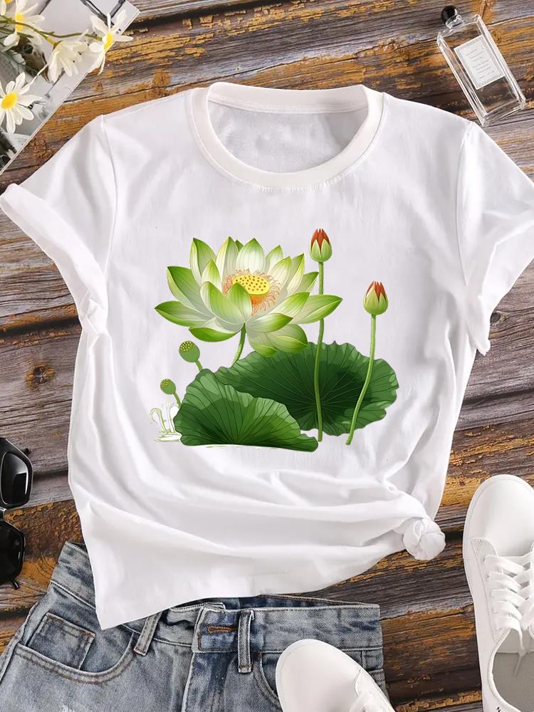 (Asian Size) butterfly floral flower Women Tees Top Clothing Casual Short Sleeve T Shirt tee Fashion Print Ladies Female Graphic T-shirts