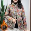 Autumn Winter Floral Print Cotton Coat Women Fleece Warm Jacket Parkas Long Sleeve Single Breasted Design Windproof Outerwear