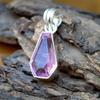 Coffin Shape Pink Morganite Quartz Gems 925 Sterling Silver Artisan Pendant