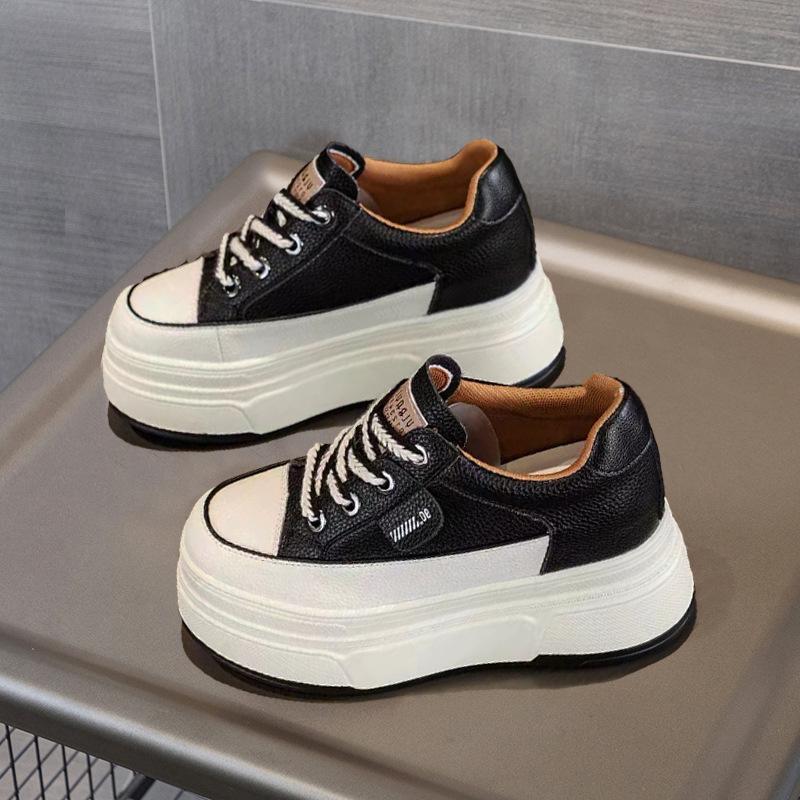 9cm Echt leren platform sneakers wig schoenen voor dames Ademende sneakers Herfst casual schoenen Verborgen hak Zapatillas Mujer