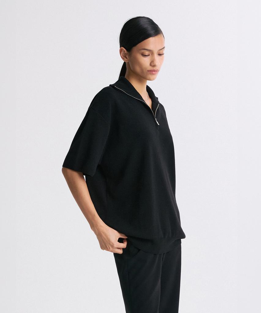 Liimaen Quarter-Zip Knit Polo Shirt Black