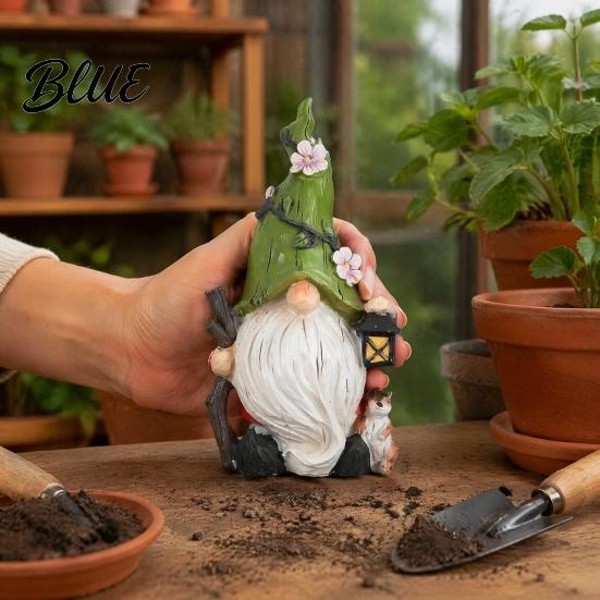 Home Soft Furnishing Decor Resin Garden Gnome Figurine Hand Painted Red Cap with Watering Durable Waterproof Ornament Can Outdoor Yard for
