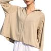 Giacca con cappuccio da donna per protezione solare, leggera, manica lunga, maglia solare, cerniera intera, giacca sportiva con tasche per escursionismo all'aperto