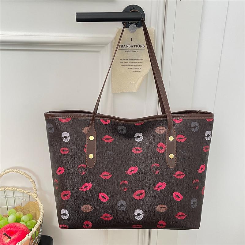 New Large Capacity Top Handle Bag Comfortable and Versatile Texture Simple Shoulder Bag Floral Print Tote for Daily Commute Bag