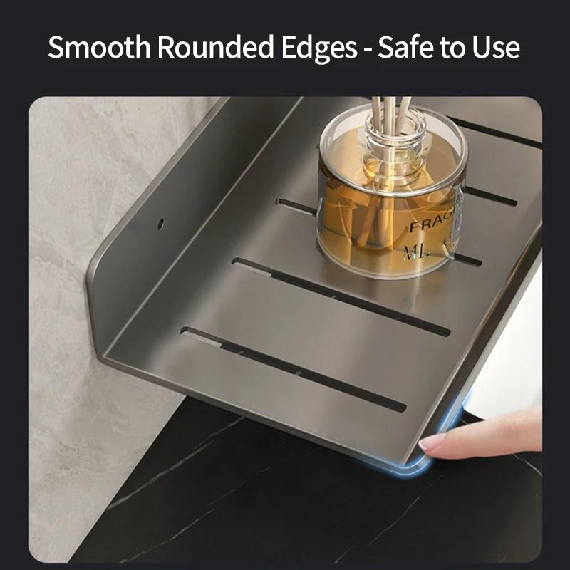 Bathroom Rack Bathroom Shelf Toilet Storage Rack Toilet Cooking Space Area Aluminum Hang To The Wall Punch-Free Rack No Drill