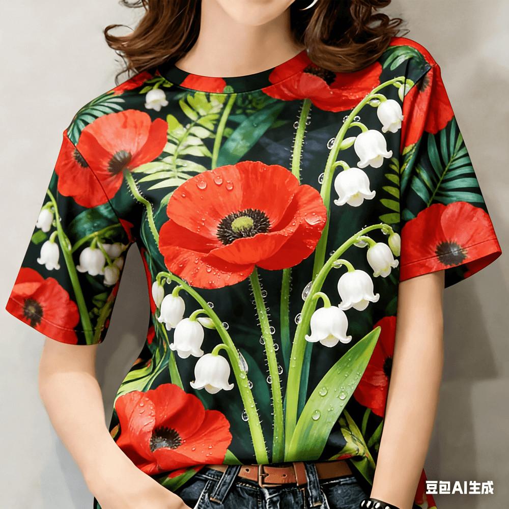 Printed T-shirt - Women's Casual Wear, Fashionable and Comfortable At Home On the Streets
