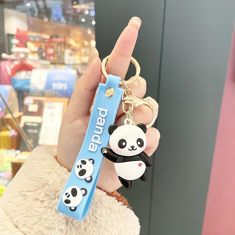 Cute Panda Cartoon Keychain Kawaii Animal Pendant Keyring Bag Charm Car Key Accessories For Girls Boy Lovers Party Gift