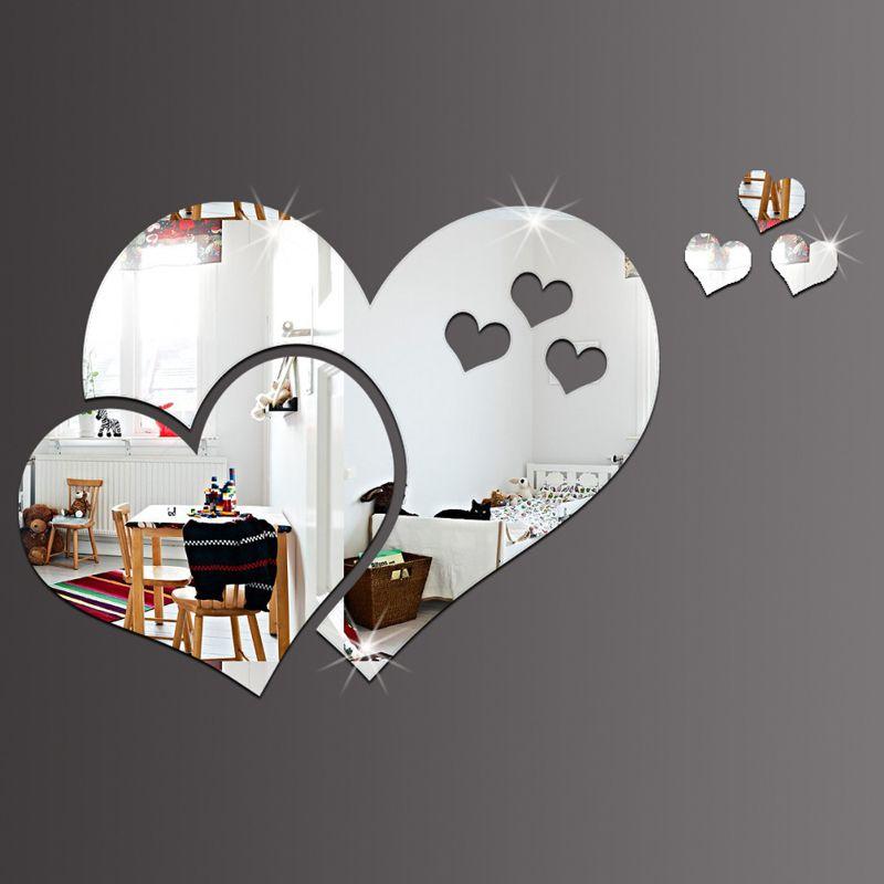 Eye-catching 3d Love Heart Mirror Wall Stickers Decal To Enhance Your Space