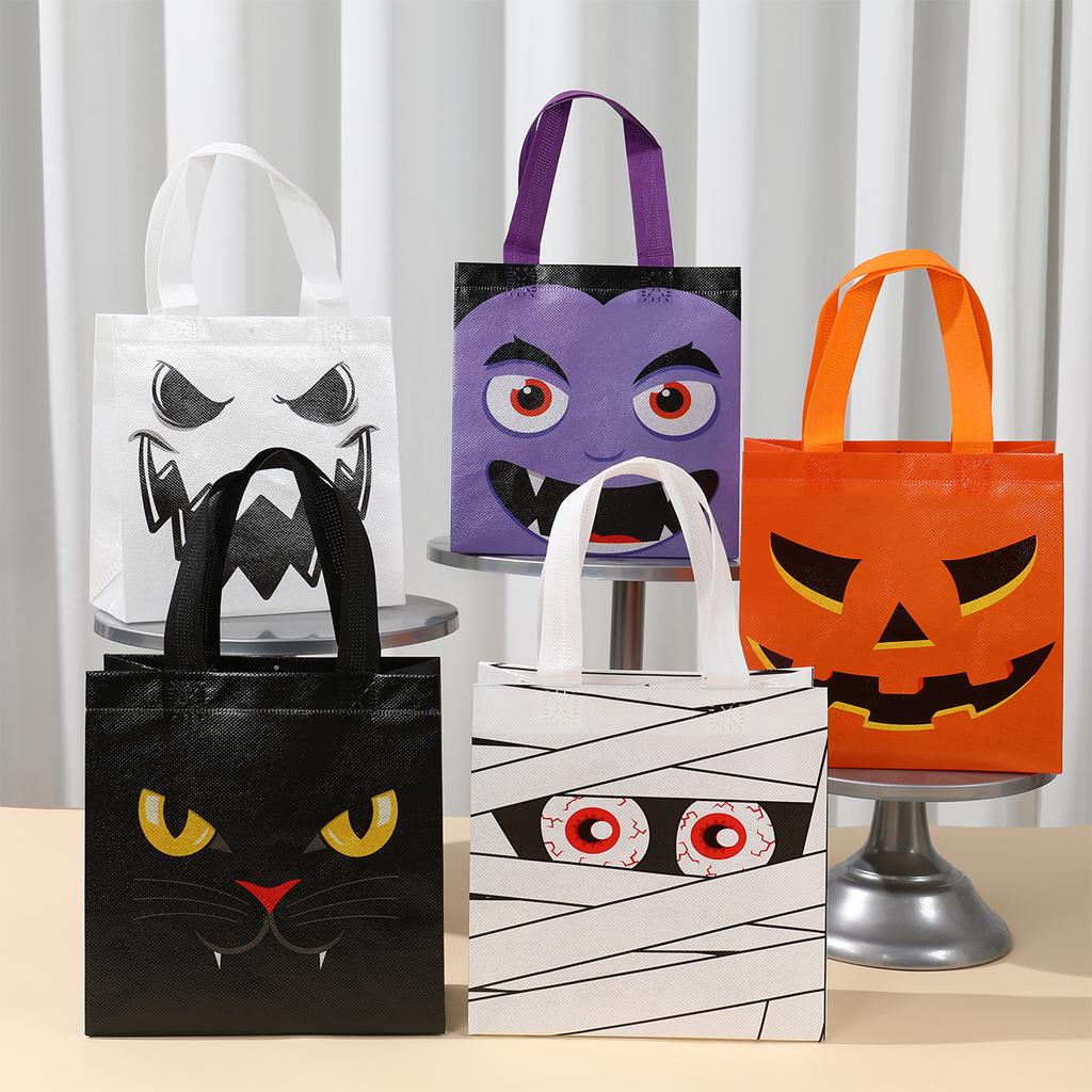 8ks Halloween Netkané Sáčky na Svačinu Dýně Duch Netopýr Mumie Monstrum Kočka Vzor Taška Trick Or Treat Halloween Party Dárkové Tašky