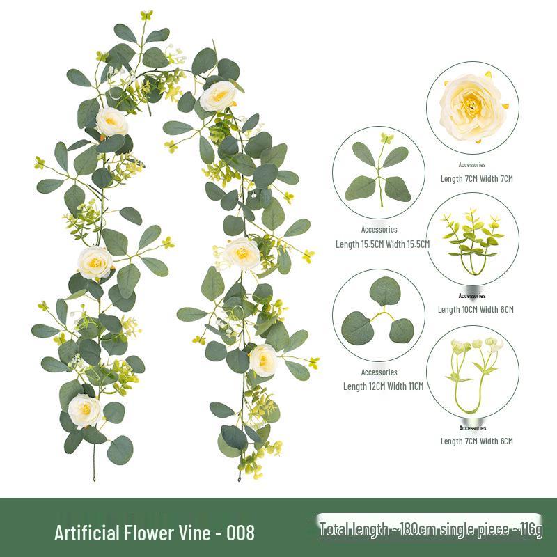 Eucalyptus Leaf Artificial Flower Vine for Outdoor Wedding Arch Decoration