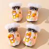 4 Pieces/set Waterproof Dog Snow Boots Adjustable Soft-Sole Dogs Warm Boots Cartoon Thickened Cotton Pet Cotton Shoes Walking