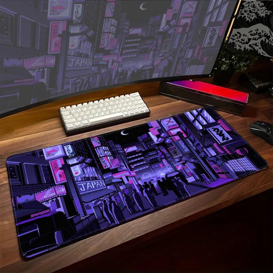 HD Black City Mousepad Large Gamer Accessories Office Big Keyboard Gaming Mouse Pad Kawaii Accessories Setup Mat