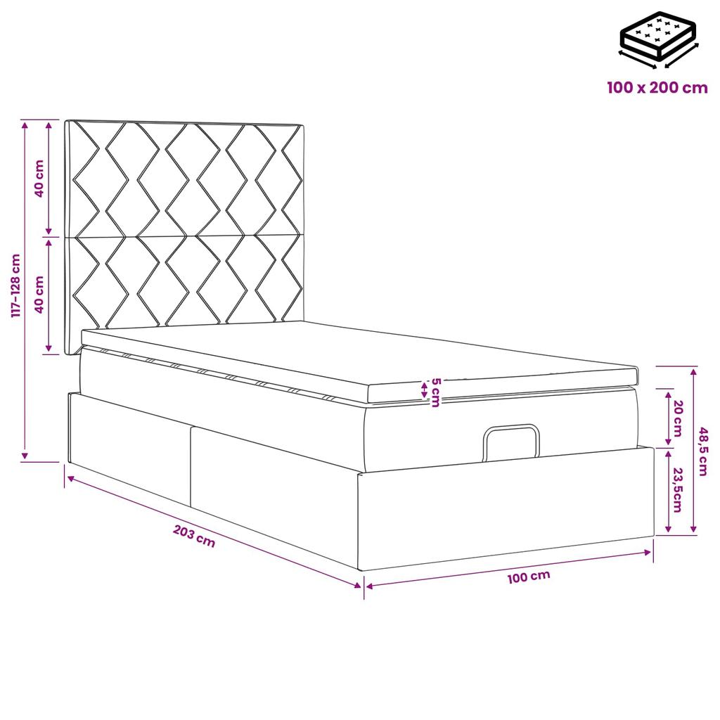 Ottoman Bed with Mattress Dark Green 100 X 200 Cm Velvet