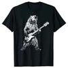 Bär spielt Bassgitarre T-Shirts Grafik Baumwolle Streetwear Kurzarm Geburtstagsgeschenke Sommer Tier spielt Gitarre T-Shirt