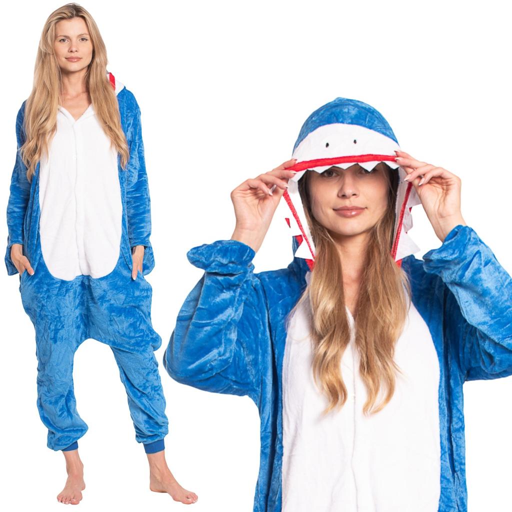 Piżama damska kombinezon kigurumi onesie kostium niebieski rekin 155-165 m