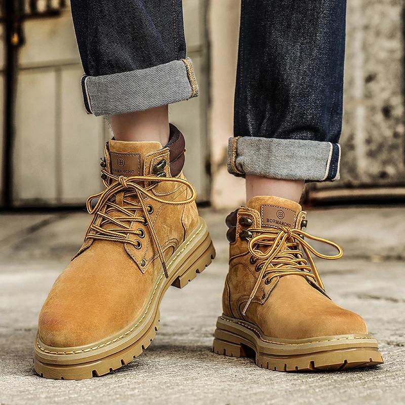 Mode Nieuwe Street Style Heren Sneakers Hoge Suede Leren Laarzen Mode Motorfiets Enkellaarzen voor Mannen Vetersluiting Vrijetijds Loop Schoenen