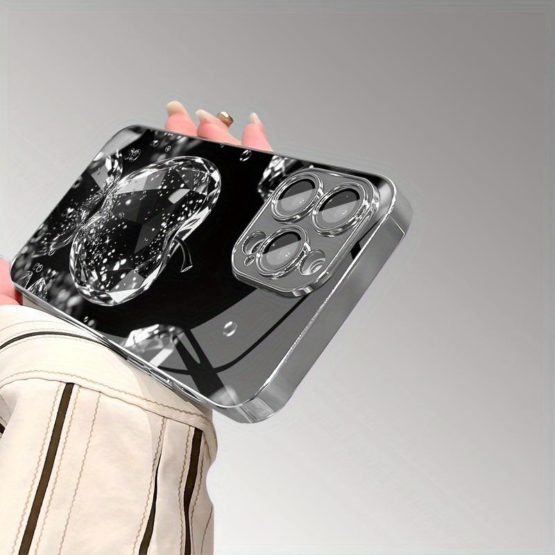 Luxury Diamond For Apple Textured Print Glass Electroplated Case For iPhone 17 16 15 14 13 12 11 Pro Max Plus 16E 17 Air Cover
