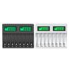 Batterilader Intelligent LCD-indikator Kortslutningsbeskyttelse for AA/AAA Oppladbart Batterilader 8 Plasser