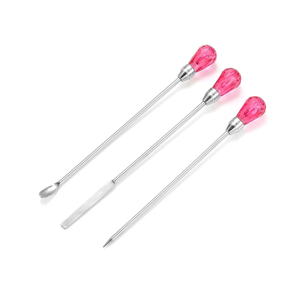 3Pcs/Set Muddler Poke Needle Spoon Tool Set for Beads Professional Silicone UV Resin Mold Epoxy Jewelry Making Nail Art Tools