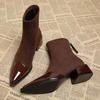 Ankle Boots Women Chunky Mid Heels Suede Shoes Woman Pointed Toe 2026 Trend Winter New Goth Walking Snow Chelsea Botas De Mujer