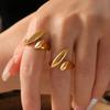British Trend Fashion Retro Geometric Irregular Open Ring Hip Hop Titanium Steel Gold Plated Ring Women