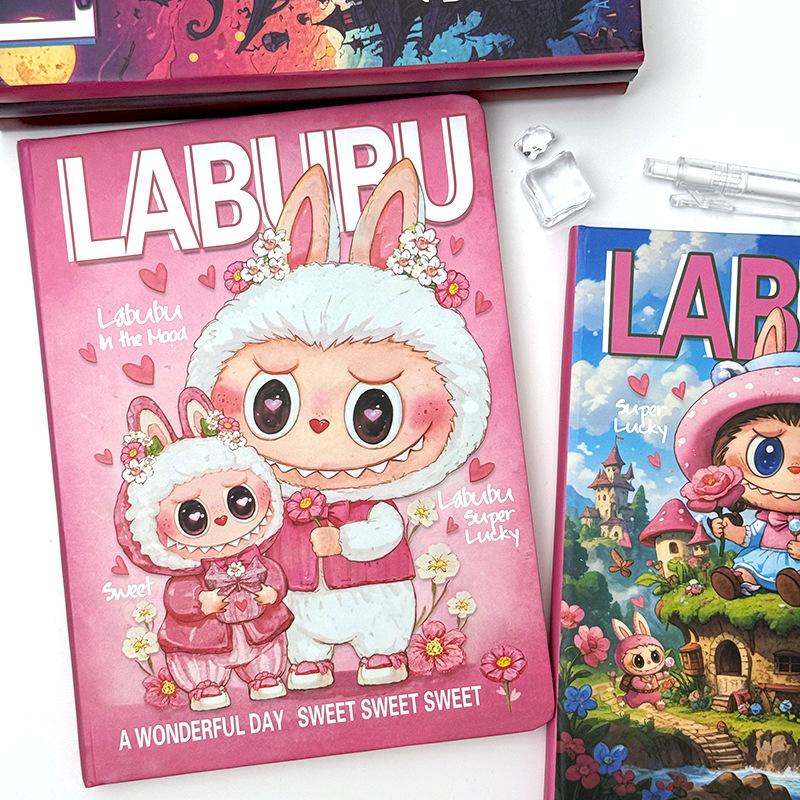 Labub A5 Notizbuch Hochwertiges Cartoon Horizontal Liniert Buch Cartoon Handkonto Buch Student Super Dicker Notizblock