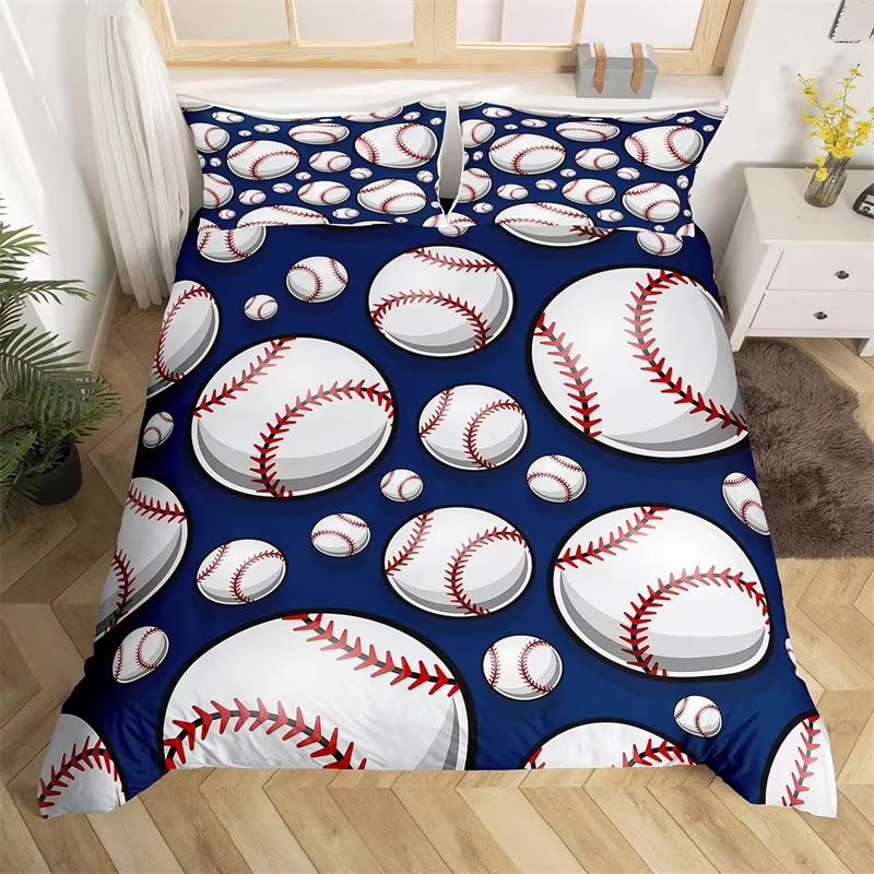 Young Boys Basebal Soft Duvet Cover Tens Sports Theme Beding Set Microfiber 3D Basebal Bat Gloves Warm Comforter Cover Twin King Quen Sized Dimensions