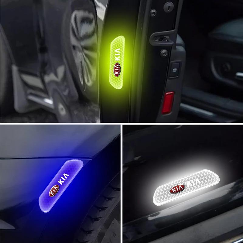 4PCS Car Door Safety Warning Reflective Mark 3D Sticker Car Styling For Kia Ceed Sorento Sportage Niro Optima Picanto Rio Morning Forte K8