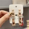 1 paire de boucles d'oreilles mignonnes en peluche d'ours en peluche pour filles, boucles d'oreilles lapin comme cadeaux de Noël, d'anniversaire, de fête