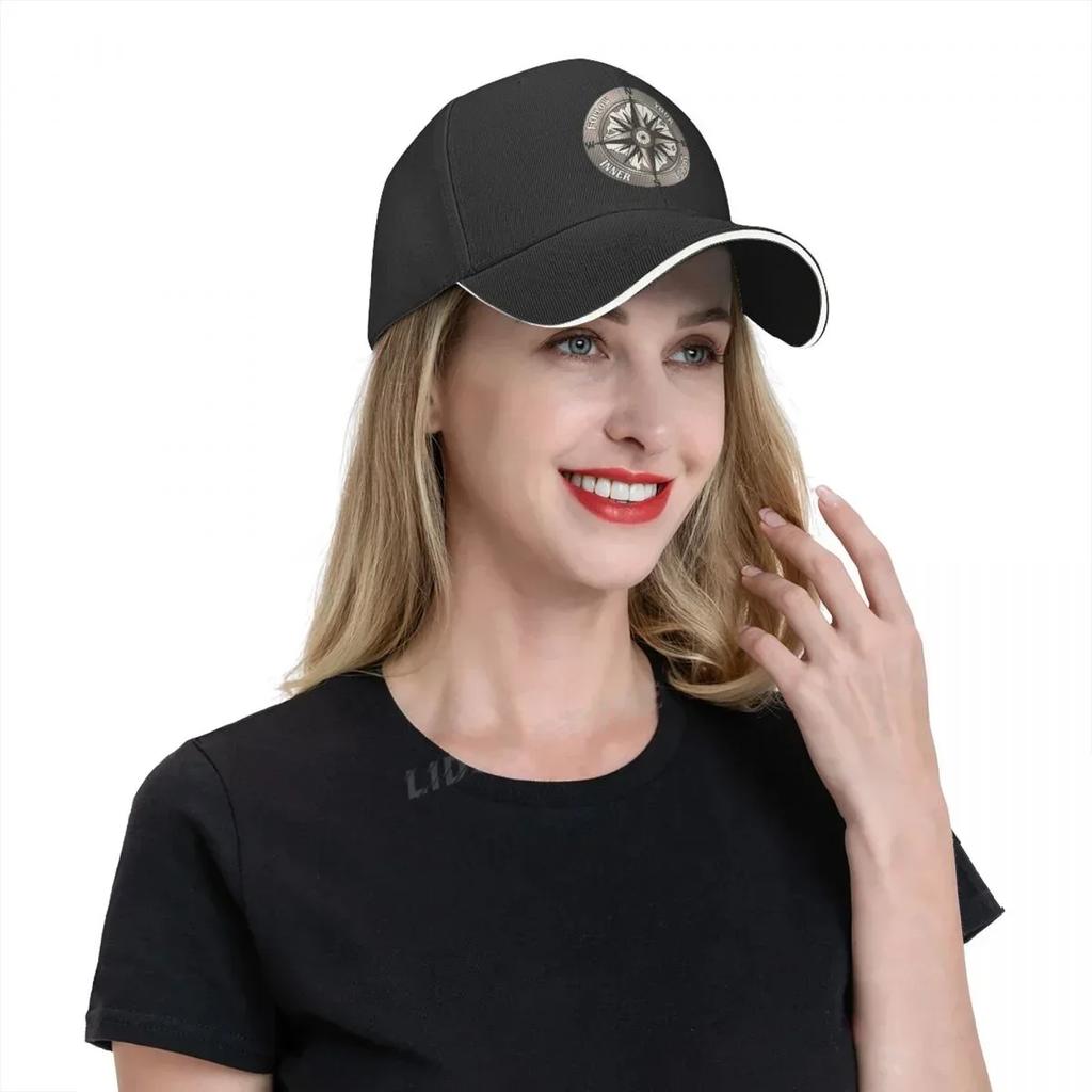 Baseballkappe mit Aufdruck „Follow Your Inner Compass“, modisch, für den Sommer, für Herren und Damen, verstellbar, mit Kompass