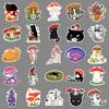 50pcs Cat Mushroom Cartoon Stickers - Creative Animal & Plant Designs for Phone Cases & Water Cups