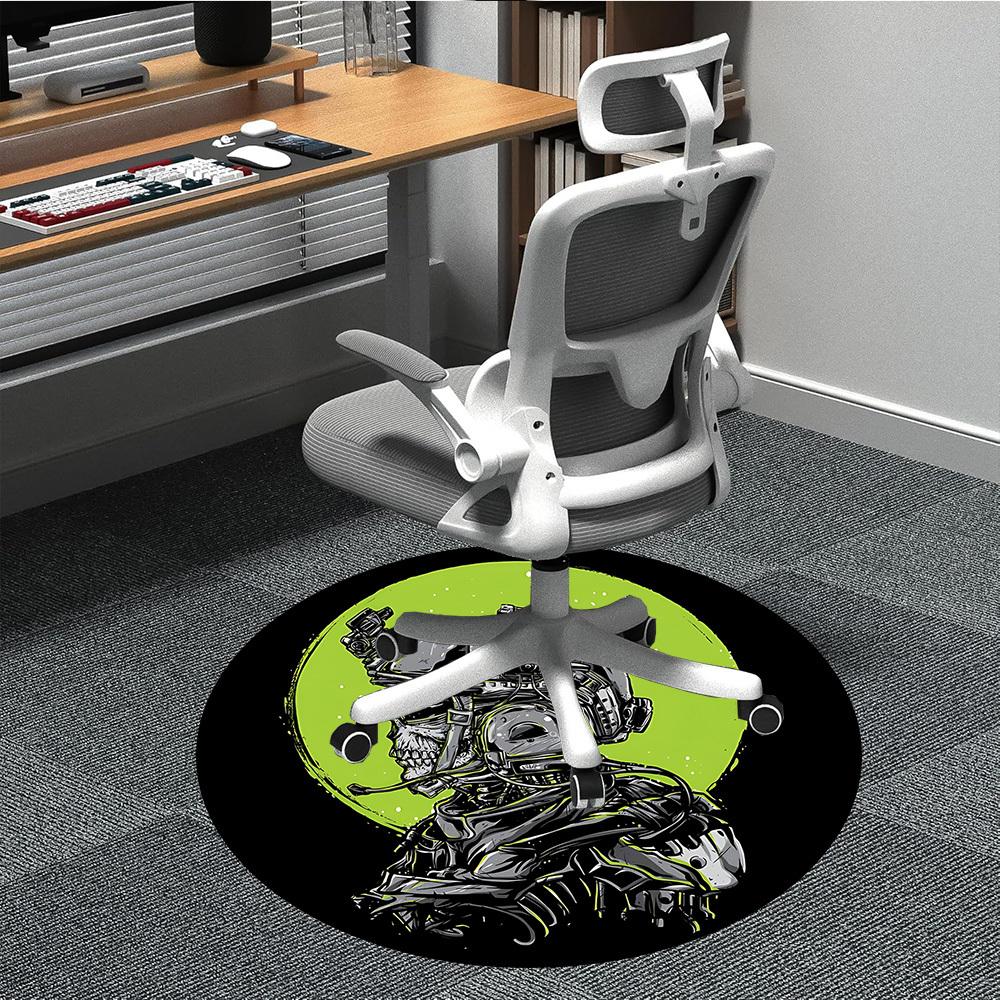1pc Cyberpunk Helmet Office Round Area Rug, Indoor Mat Suitable For Office,Bedroom Living Room Home Decor, Room Deco A0926092