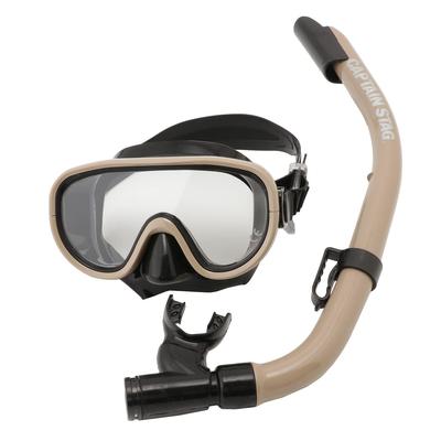 Captain Stag UX-4503 Adult Snorkeling Mask and Snorkel Set, 2-Piece Set, Silicone, Tan