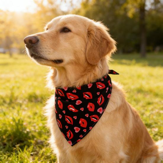 Yousheng Valentine's Day Dog Bandana Dog Triangular Bib with Love Heart Prints Cute Pet Scarf for Small Medium Large Dogs Cats Party Wedding