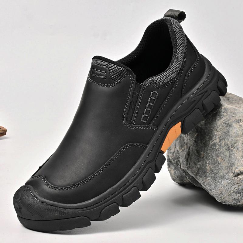 Vattentäta slip-on vandringsskor för män i konstläder för utomhusbruk, halkfria promenadsneakers, avslappnade loafers, arbetsskor, bekväma korta stövlar