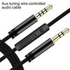 Audio Cable Gold Control 3.5mm To 3.5mm Plated Volume Male To Male Speaker Line AUX Cord