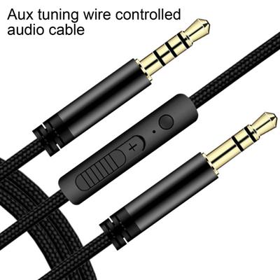 Ses Kablosu Altın Kontrollü 3.5mm - 3.5mm Kaplamalı Ses Seviyesi Erkek - Erkek Hoparlör Hattı AUX Kablosu