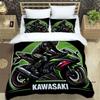 3D Retro Printed K-Kawasaki Motorsykkellogo Sengesett Elegant Sengesett Dynetrekk Sengetrekk Luksus Bursdagsgave