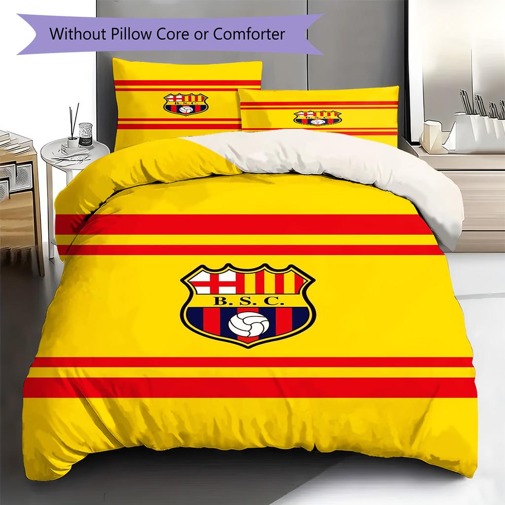 Barcelona SC Pattern Bedding Set Quilt Cover Pillowcase Home Decor Gift (1 * Duvet Cover + 2 * Pillowcase, Without Core)