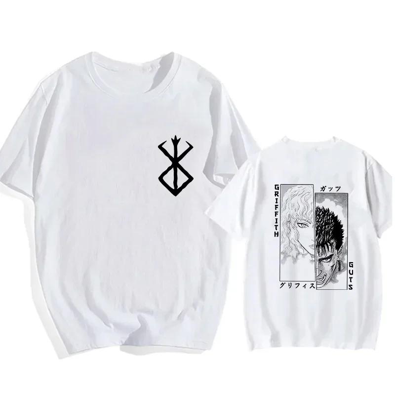 Nadměrná velikost Japonské anime Harajuku Berserk Guts Potisk očí Vtipné tričko Grafické tričko Manga Streetwear Tričko Top Hip Hop Trička